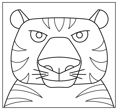 Cartoon Tiger Selfie Coloring Page